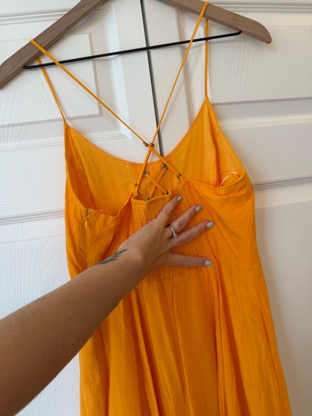 Anthropologie Maeve Orange Lace-Up Midi Dress NWT S - Picture 11 of 12